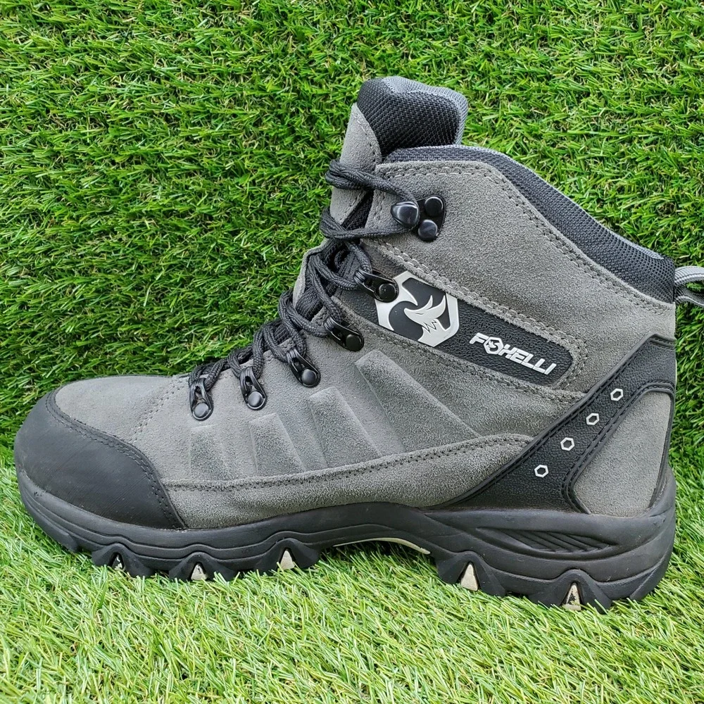 Foxelli 13939M SIZE 10 WIDE Men's Waterproof Hiking Boots Suede Gray